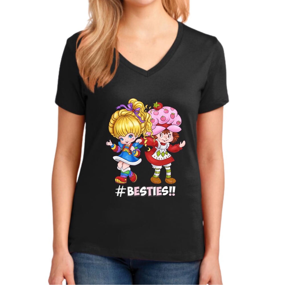 Strawberry Shortcake & Rainbow Brite #Beasties Black Graphic Tee